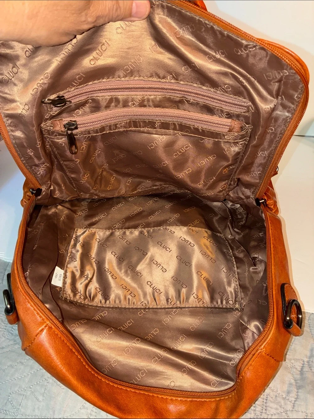 Cluci, Brown Backpack Purse, PU Leather
